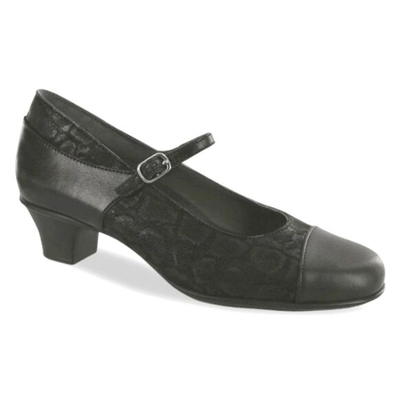SAS Shoes - SAS Isabel Black leather snakeskin Mary Jane comfort heels womens 12 N narrow